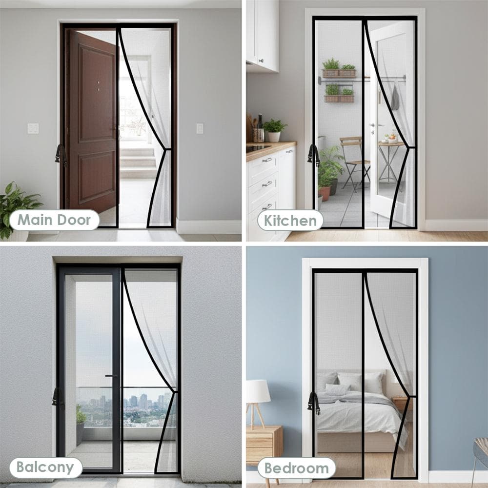 Magnetic screen on main door, kitchen, balcony and bedroom